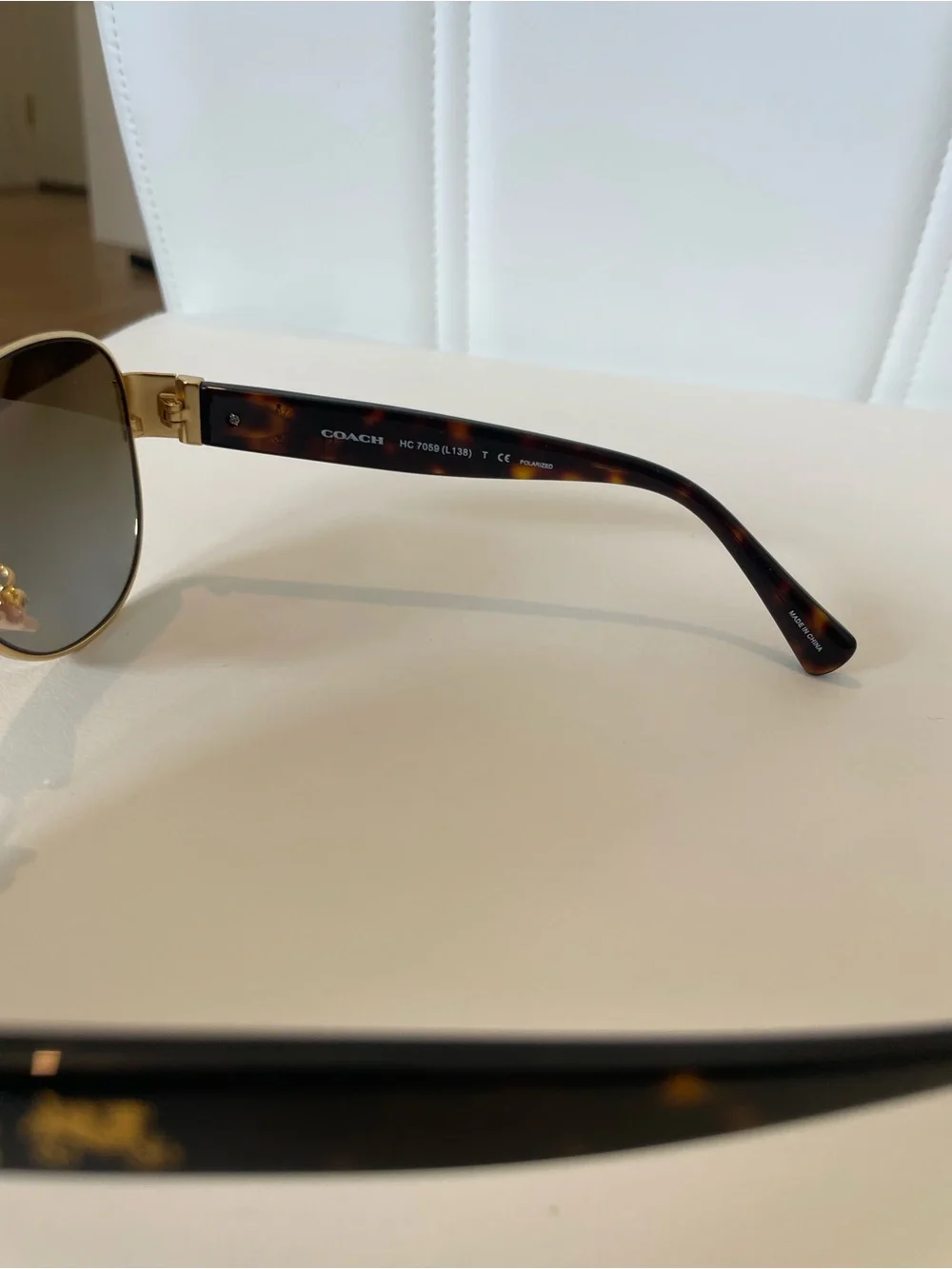 Coach Black and Gold Aviator Sunglasses